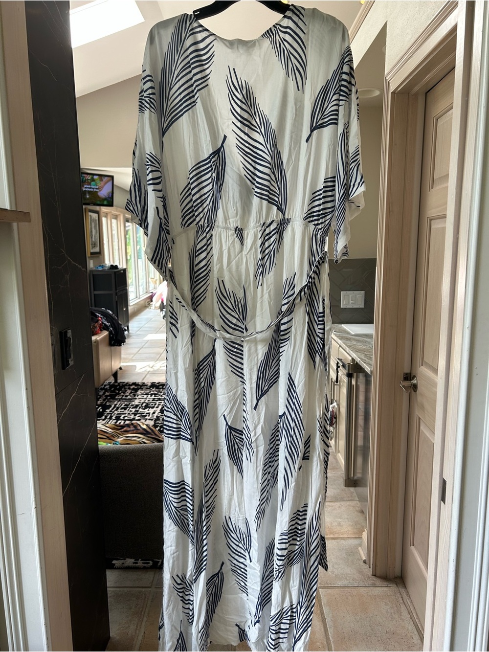 Baltic Born White Wrap Top with Navy Palm Print - Picture 3 of 3